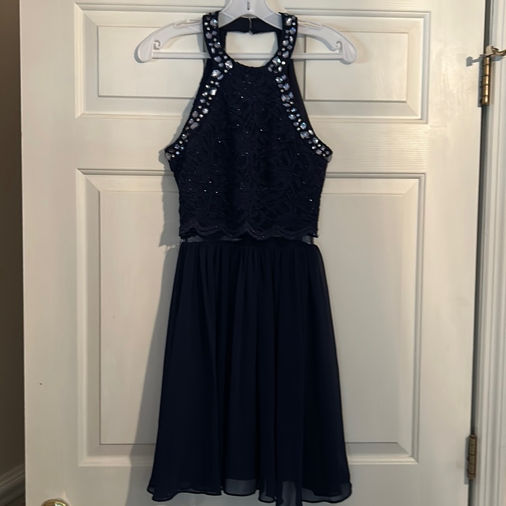 BLUE PROM/FORMAL RHINESTONE DRESS
